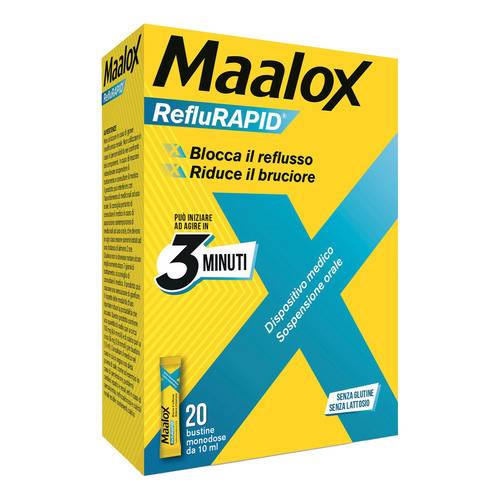 SOSPENSIONE ORALE MAALOX REFLURAPID 20 BUSTINE MONODOSE DA 10 ML - fitfarma.it