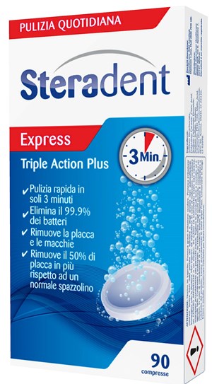 STERADENT TRIPLE ACTION PLUS 90 COMPRESSE PULENTI - fitfarma.it