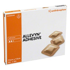 MEDICAZIONE IDROCELLULARE ADESIVA STERILE ALLEVYN ADHESIVE ALTAMENTE ASSORBENTE IN SCHIUMA DI POLIURETANO A STRUTTURA TRISTRATIFICATA 7,5X7,5CM 3 PEZZI - fitfarma.it