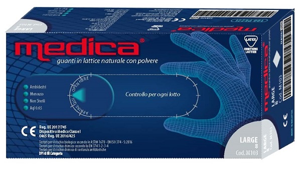 MEDICA GUANTO LATTICE N/STERILE CON POLVERE DM MISURA L 100 PEZZI - fitfarma.it