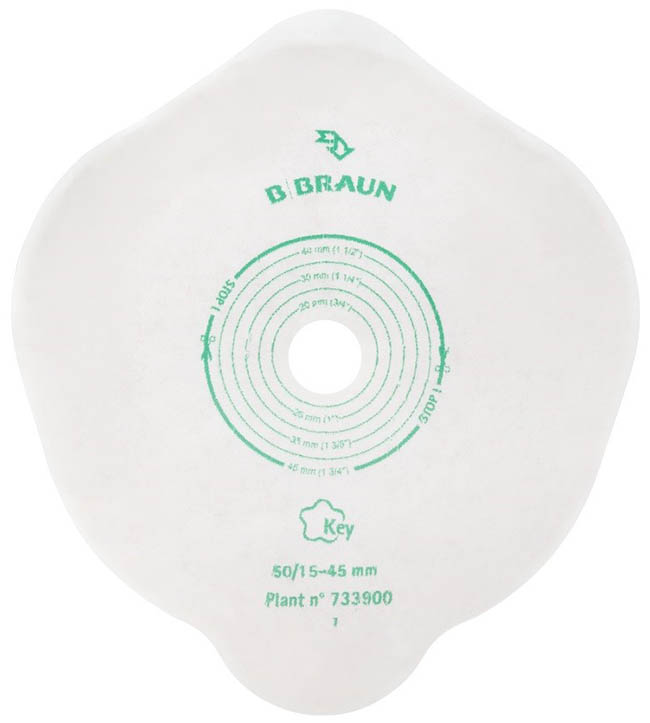 PLACCA PIANA FLEXIMA KEY 40 MM CON PROTETTORE CUTANEO IDROCOLLOIDALE E FLANGIA 5 PEZZI - fitfarma.it