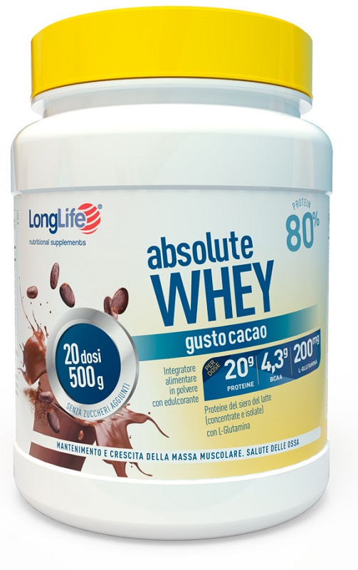 LONGLIFE ABSOLUTE WHEY CACAO 500 G - fitfarma.it