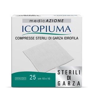 GARZA COMPRESSA IDROFILA ICOPIUMA 10X10CM 25 PEZZI - fitfarma.it