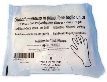 GUANTO MONOUSO IN PVC MISURA UNICA 100 PEZZI - fitfarma.it