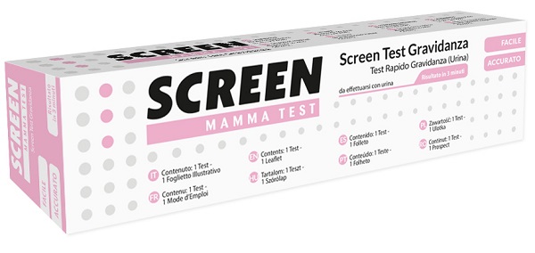 TEST PRECOCE CHE RILEVA L'ORMONE HCG NELL'URINA INDIVIDUANDO LO STATO DI GRAVIDANZA 1 PEZZO SCREEN MAMMA TEST GRAVIDANZA - fitfarma.it