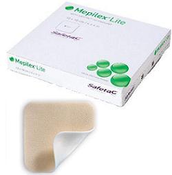 SCHIUMA DI POLIURETANO ASSORBENTE SOTTILE CON STRATO DI CONTATTO IN SILICONE MORBIDO MEPILEX LITE 15X15 5 PEZZI - fitfarma.it