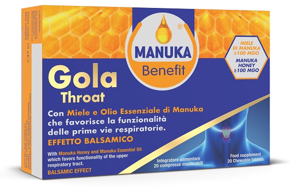 MANUKA BENEFIT GOLA THROAT 20 COMPRESSE MASTICABILI - fitfarma.it