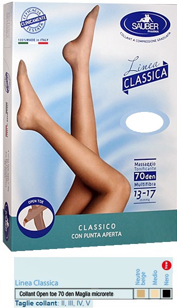 SAUBER COLLANT OPEN TOE MAGLIA MICRORETE 70 DEN COLORE MEDIO 5 LINEA CLASSICA - fitfarma.it