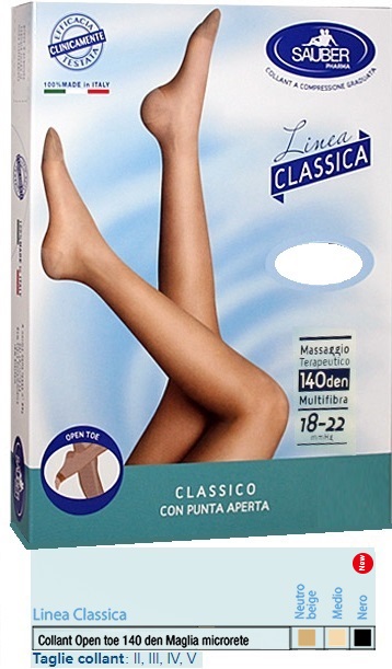 SAUBER COLLANT OPEN TOE MAGLIA MICRORETE 140 DEN COLORE NEUTRO BEIGE 5 LINEA CLASSICA - fitfarma.it