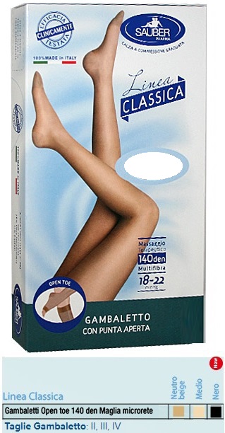 SAUBER GAMBALETTO OPEN TOE MAGLIA MICRORETE 140 DEN COLORE NEUTRO BEIGE TAGLIA 2 LINEA CLASSICA - fitfarma.it
