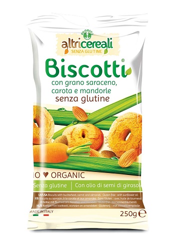 ALTRICEREALI BISCOTTI DI GRANO SARACENO CON CAROTA E MANDORLE BIO 250 G - fitfarma.it