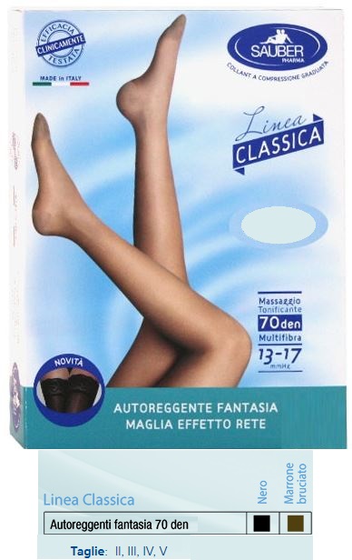 SAUBER AUTOREGGENTE FANTASIA 70 DEN MAGLIA MICRORETE COLORE MARRONE BRUCIATO TAGLIA 2 LINEA CLASSICA - fitfarma.it