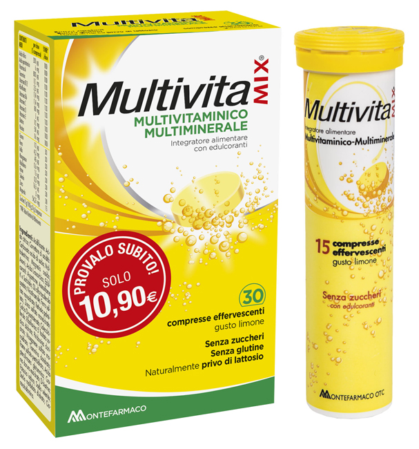 MULTIVITAMIX EFFERVESCENTE SENZA ZUCCHERO E SENZA GLUTINE 30 COMPRESSE - fitfarma.it