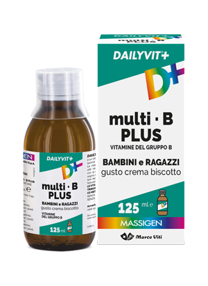 DAILYVIT+ MULTI B PLUS VITAMINE DEL GRUPPO B PER BAMBINI E RAGAZZI GUSTO CREMA BISCOTTO 125 ML - fitfarma.it