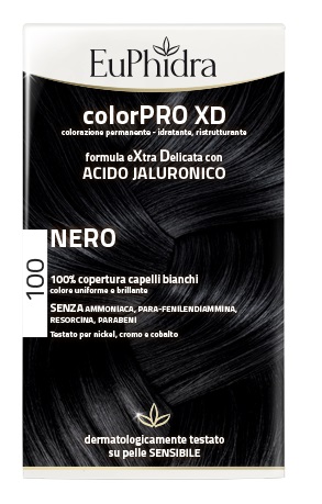 EUPHIDRA COLORPRO XD 100 NERO GEL COLORANTE CAPELLI IN FLACONE + ATTIVANTE + BALSAMO + GUANTI - fitfarma.it