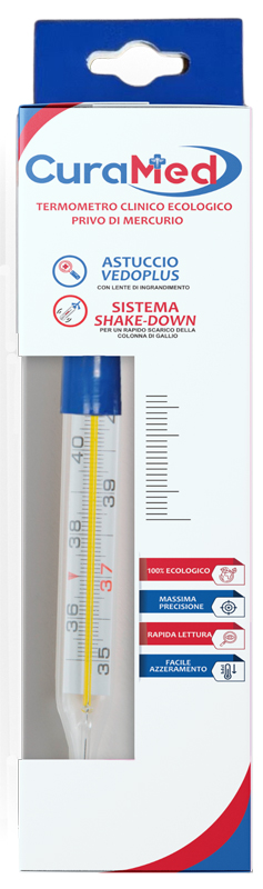TERMOMETRO CLINICO OVALE AL GALLIO CON AGITATORE CURAMETER G - fitfarma.it