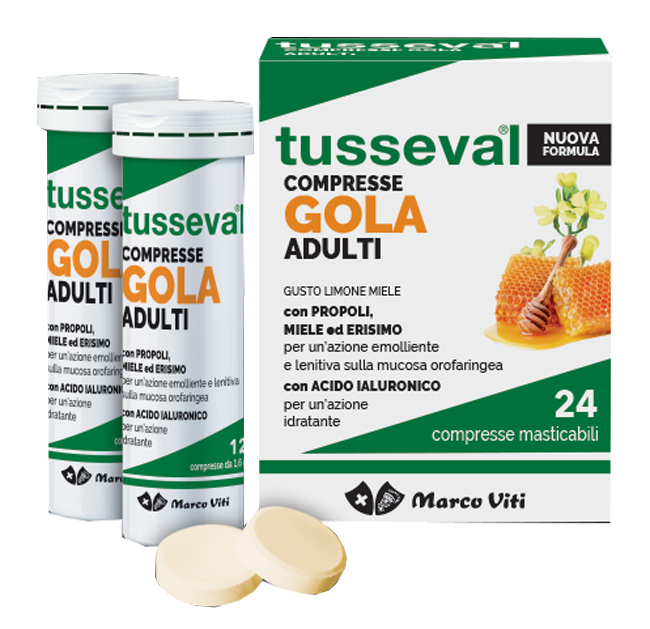 TUSSEVAL GOLA ADULTI 24 COMPRESSE - fitfarma.it