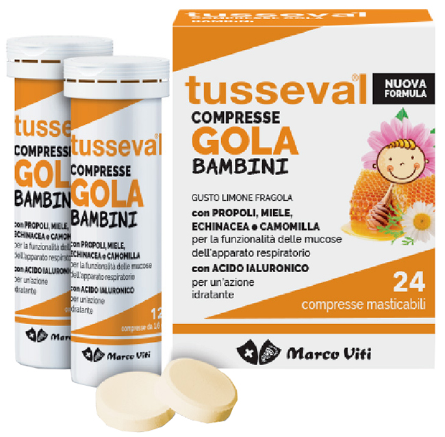 TUSSEVAL GOLA BAMBINI 24 COMPRESSE - fitfarma.it
