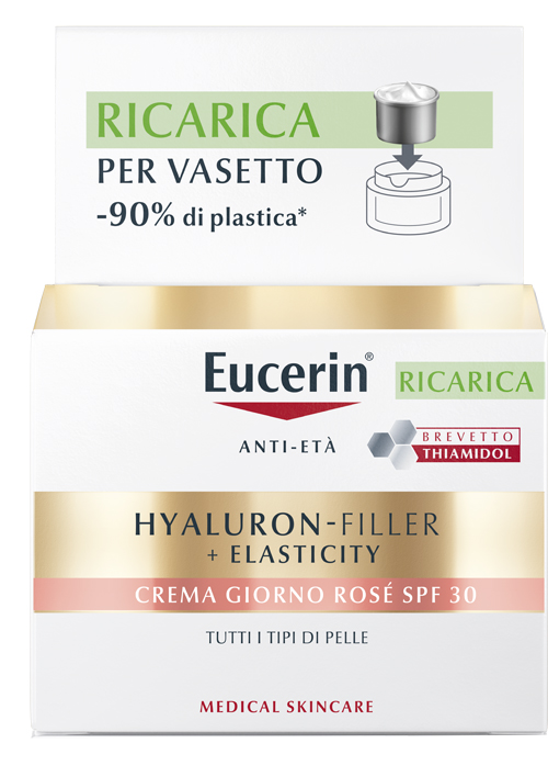 EUCERIN HYALURON-FILLER + ELASTICITY CREMA GIORNO ROSE' SPF30 RICARICA 50 ML - fitfarma.it