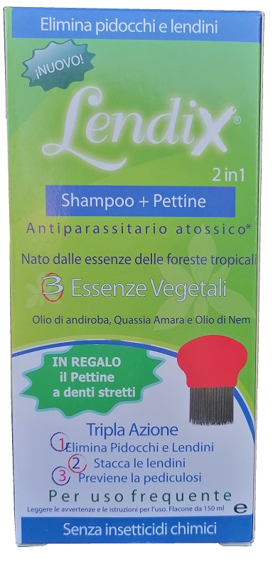 LENDIX SHAMPOO PLUS 150 ML + PETTINE ANTI PIDOCCHI 2 IN 1 - fitfarma.it