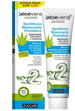 ALOEVERA2 DENTIFRICIO SBIANCANTE PROTETTIVO CON STEVIA 100 ML - fitfarma.it