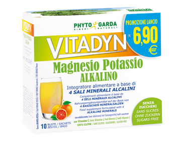 VITADYN MAGNESIO POTASSIO ALKALINO SENZA ZUCCHERO 10 BUSTINE - fitfarma.it