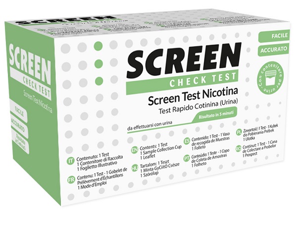 TEST RAPIDO CHE RILEVA LA PRESENZA DELLA COTININA/NICOTINA TRAMITE URINA SCREEN CHECK TEST NICOTINA - fitfarma.it