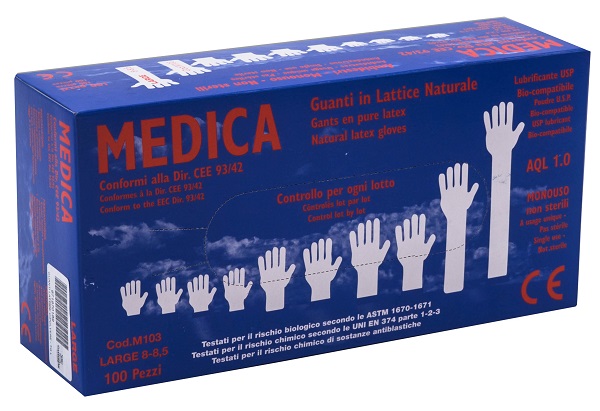 GUANTI LATTICE CON POLVERE LARGE 100 PEZZI - fitfarma.it
