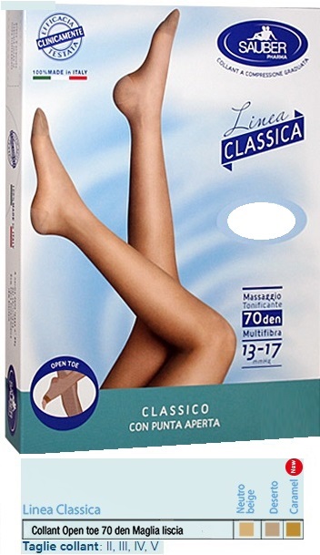 SAUBER COLLANT OPEN TOE MAGLIA LISCIA 70 DEN COLORE NEUTRO BEIGE TAGLIA 5 LINEA CLASSICA - fitfarma.it
