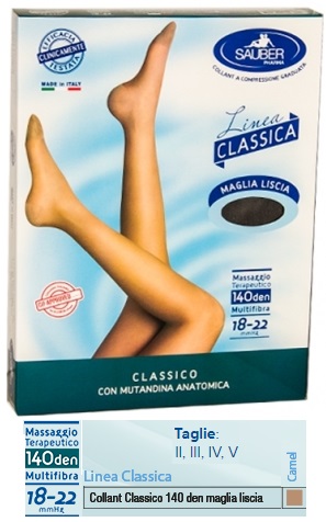 SAUBER CLASSICO COLLANT 140 DENARI MAGLIA LISCIA CAMEL 3 - fitfarma.it