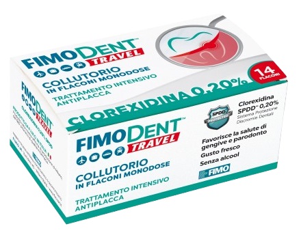 FIMODENT TRAVEL COLLUTORIO CLOREXIDINA SPDD 0,20% 14 FLACONCINI MONODOSE 10 ML - fitfarma.it