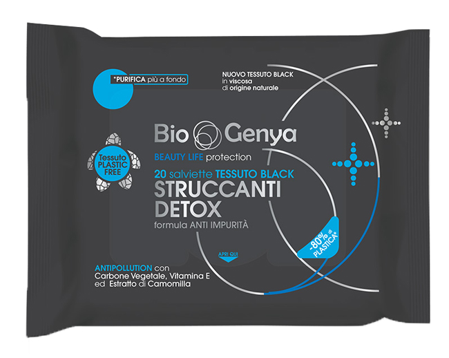 BIOGENYA BEAUTY LIFE PROTECTION 20 SALVIETTE TESSUTO BLACK STRUCCANTI DETOX - fitfarma.it