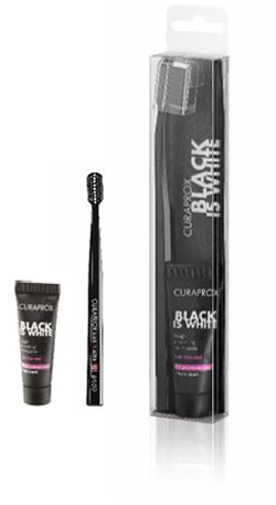 CURAPROX BLACK IS WHITE DENTIFRICI SBIANCANTI 1 DENTIFRICIO DA 10ML + 1 SPAZZOLINO - fitfarma.it