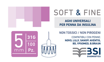 AGO PER PENNA DA INSULINA SOFT&FINE 31 GAUGE 5 MM 100 PEZZI - fitfarma.it