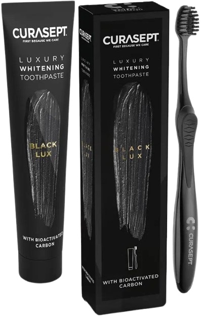 CURASEPT BLACK LUXURY WHITENING DENTIFRICIO 75 ML + SPAZZOLINO - fitfarma.it