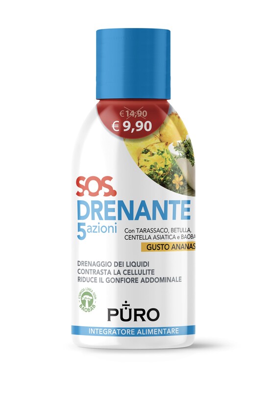 PURO DRENANTE 5 AZIONI CON BAOBAB GUSTO ANANAS 500 ML - fitfarma.it