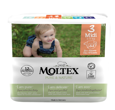 PANNOLINI MOLTEX PURE & NATURE MIDI 4-9 KG TAGLIA 3 33 PEZZI - fitfarma.it