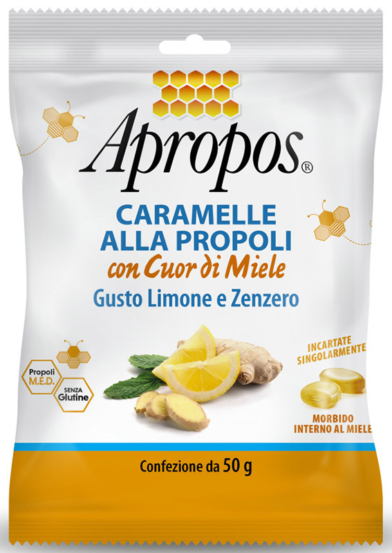 APROPOS CARAMELLE DURE LIMONE/ZENZERO CUOR DI MIELE 50 G - fitfarma.it