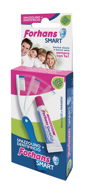 FORHANS SMART KIT IGIENE ORALE SPAZZOLINO PIEGHEVOLE + DENTIFRICIO 12 ML - fitfarma.it