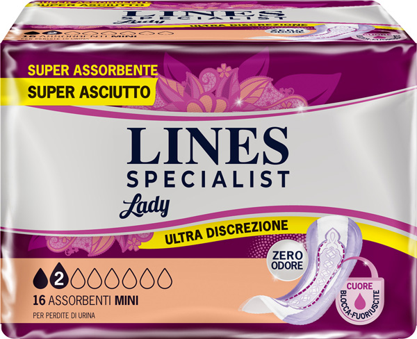 ASSORBENTI PER INCONTINENZA LINES SPECIALIST LADY MINI 16 PEZZI - fitfarma.it
