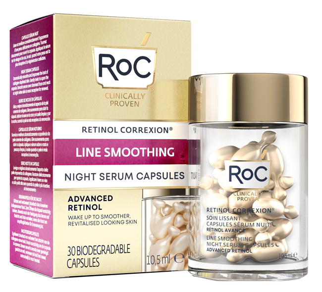 ROC RETINOL CORREXION LINE SMOOTHING SIERO VISO NOTTE 30 CAPSULE - fitfarma.it