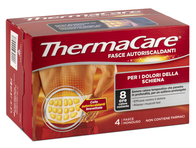 FASCIA AUTORISCALDANTE A CALORE TERAPEUTICO THERMACARE SCHIENA 4 PEZZI - fitfarma.it