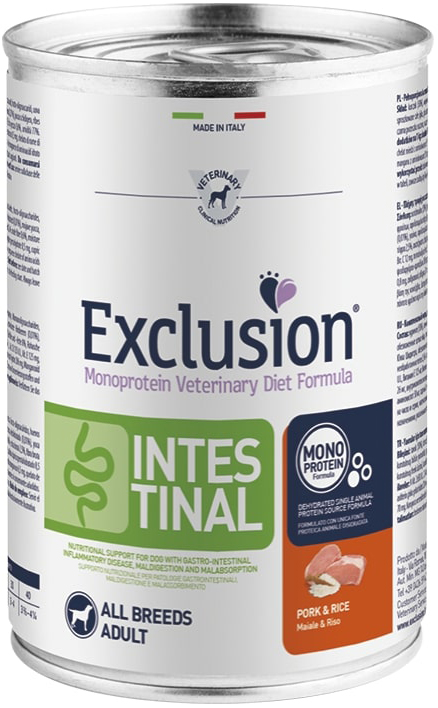EXCLUSION MONOPROTEIN VETERINARY DIET FORMULA INTESTINAL PORK AND RICE 400 G - fitfarma.it