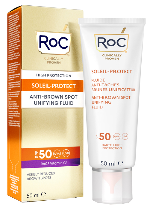 ROC FLUIDO SOLARE VISO SPF 50+ ANTIMACCHIE BRUNE  50 ML - fitfarma.it