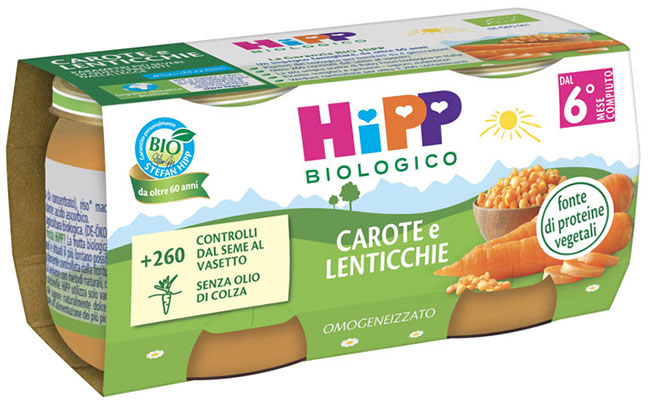 HIPP BIO OMOGENEIZZATO CAROTE/LENTICCHIE 2X80 G - fitfarma.it