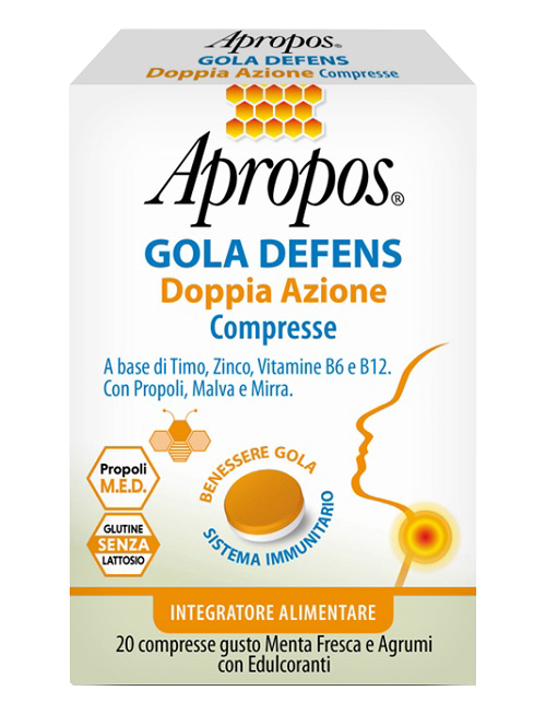 APROPOS GOLA DEFENS DOPPIA AZIONE 20 COMPRESSE - fitfarma.it