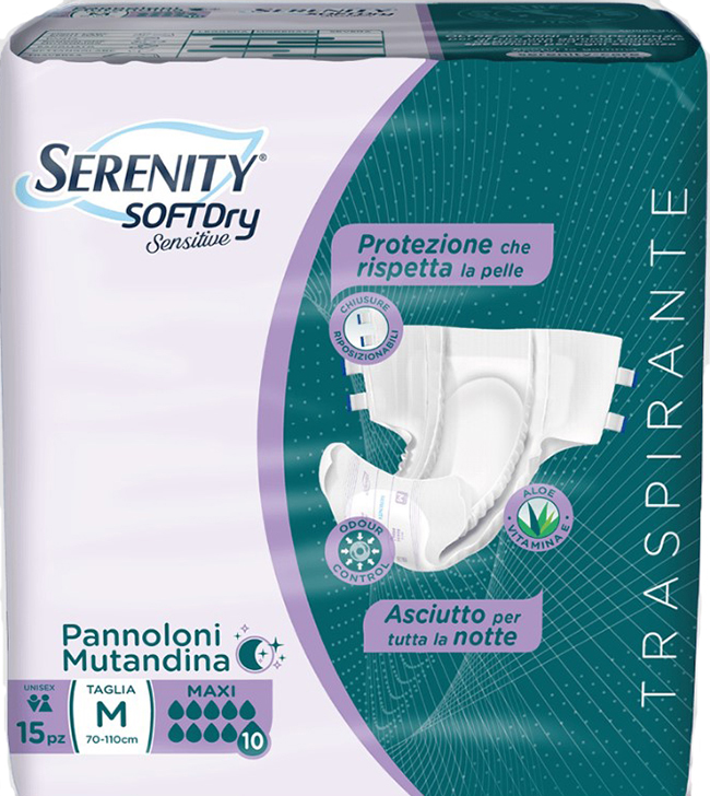 PANNOLONE MUTANDINA SERENITY SD SENSITIVE MAXI M 15 PEZZI - fitfarma.it
