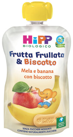 HIPP BIO FRUTTA FRULLATA&BISCOTTO MELA BANANA BISCOTTO 90 G - fitfarma.it