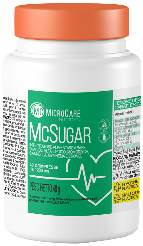 MICROCARE NUTRITION MC SUGAR 40 COMPRESSE DA 1200 MG - fitfarma.it