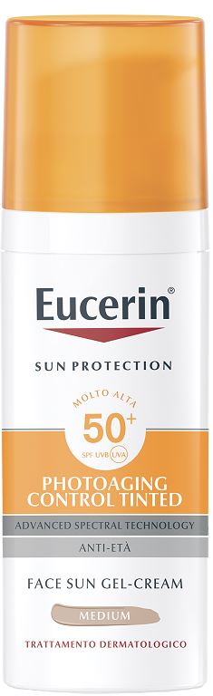 EUCERIN SUN PHOTOAGING CONTROL TINTED GEL CREME SPF50+ MEDIUM 50 ML - fitfarma.it